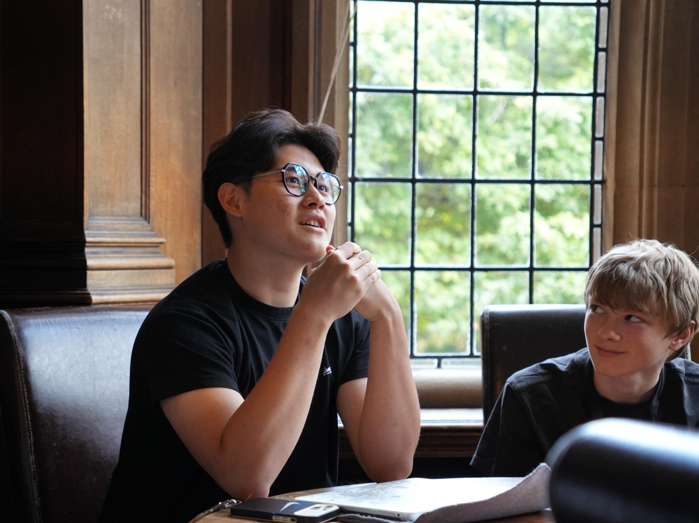 Students discussing an idea together