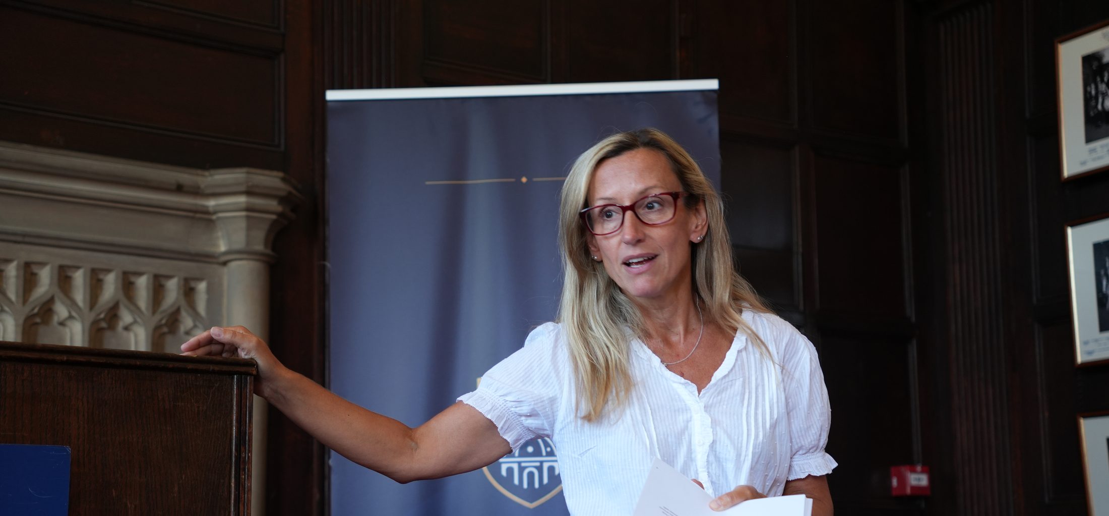 An academic speaking during an Oxford Global Education session