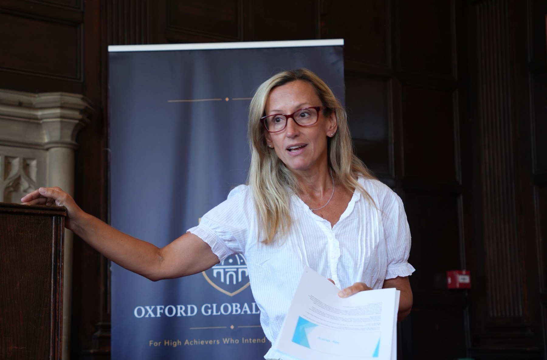 An Oxford Global Forum speaker at the lectern