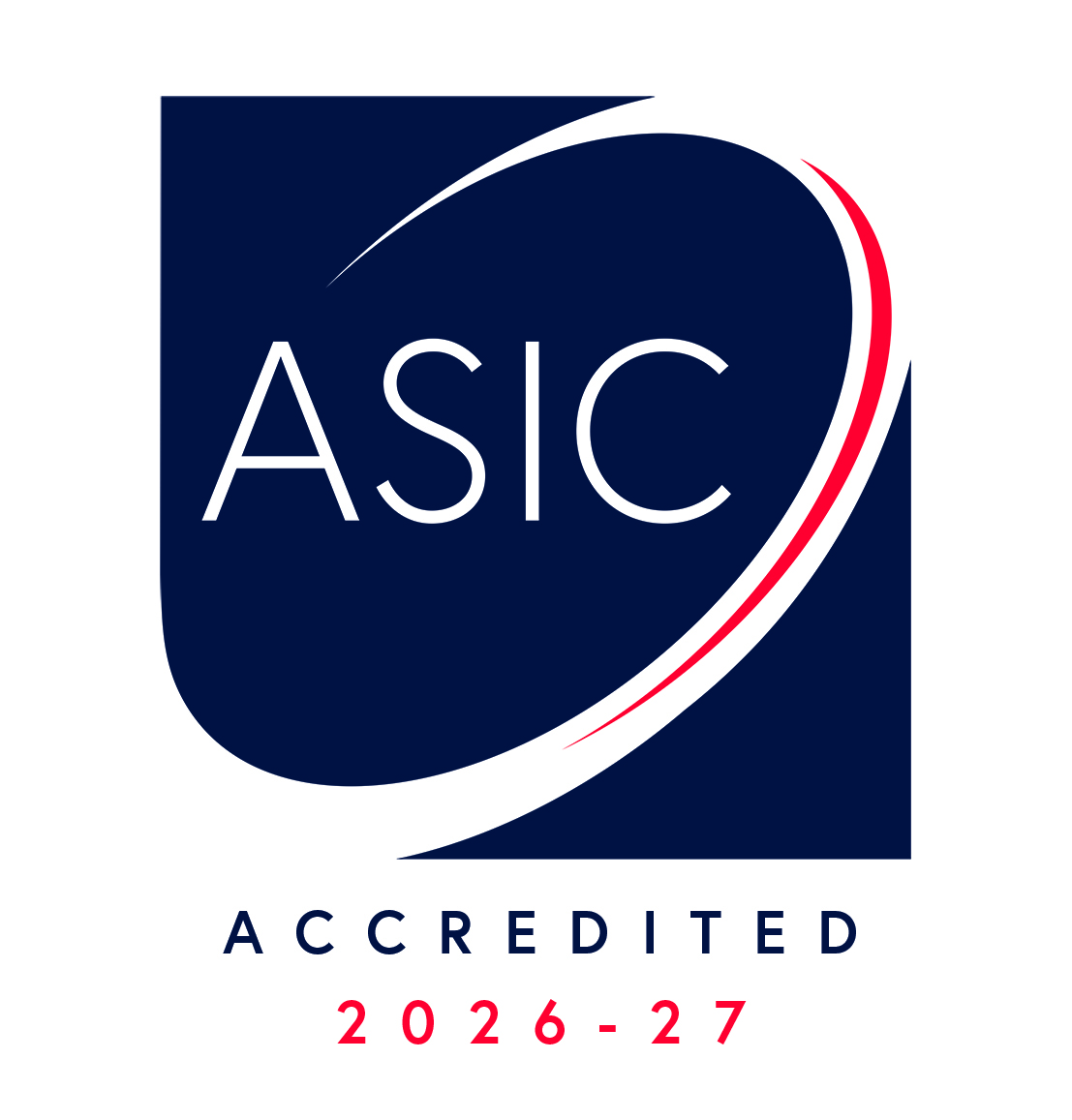 ASIC Accredited 2026-27 institutional badge